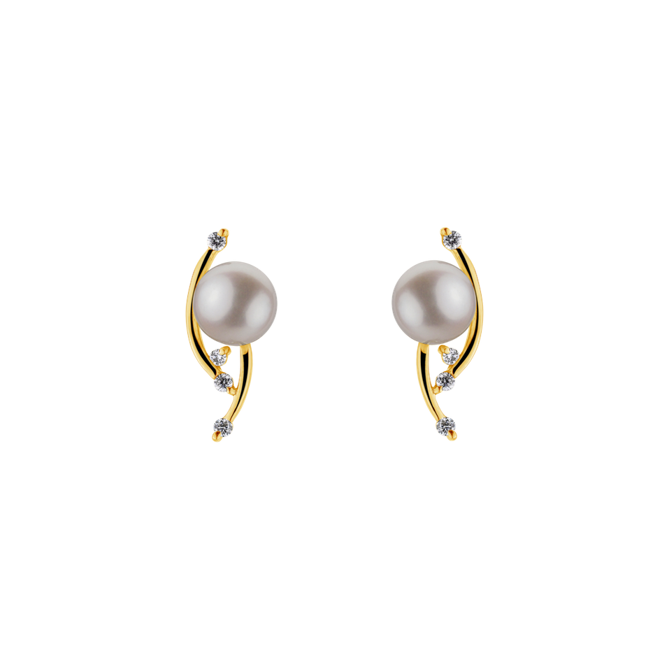 Diamond earrings with Pearl Whispering Ocean