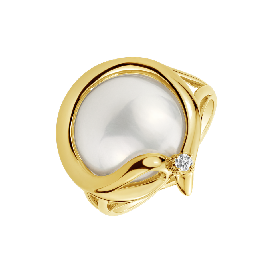 Diamond ring with Pearl Caulerpa Pearl