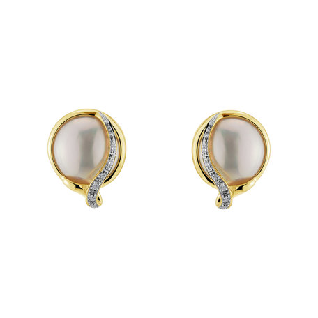 Diamond earrings with Pearl Pearly Eyes