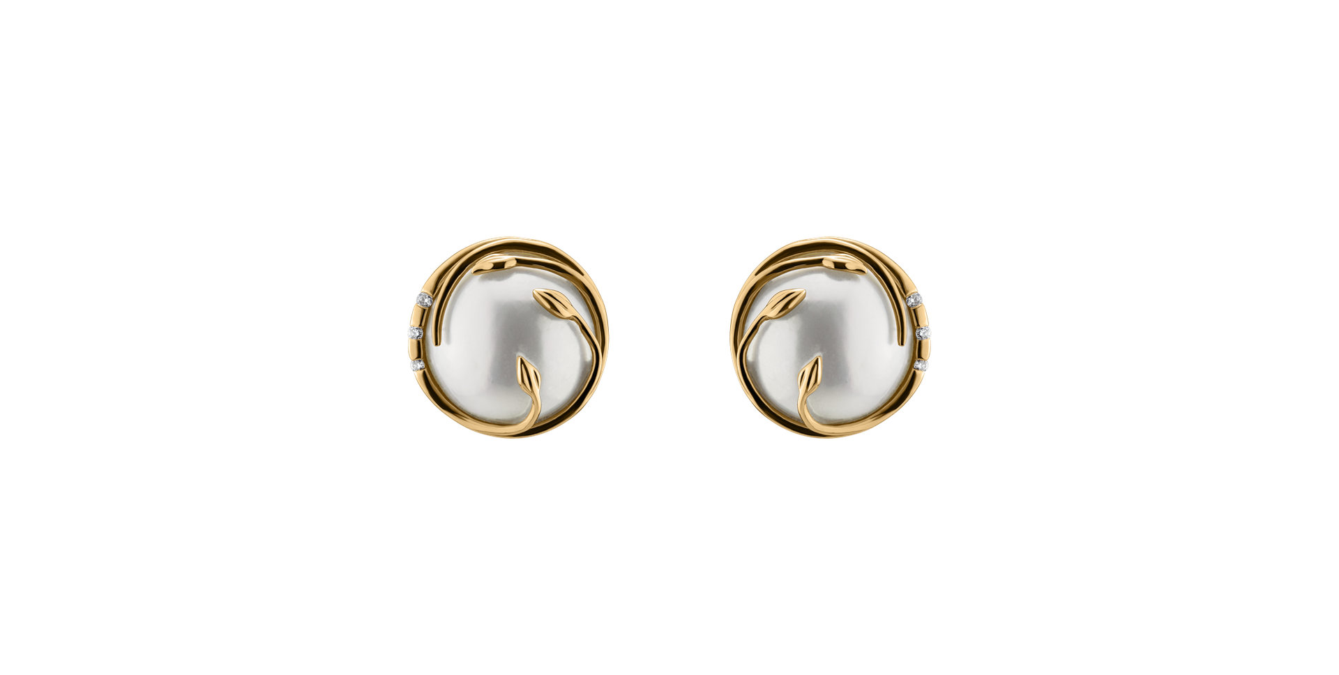 Diamond earrings with Pearl Pearly Embrace