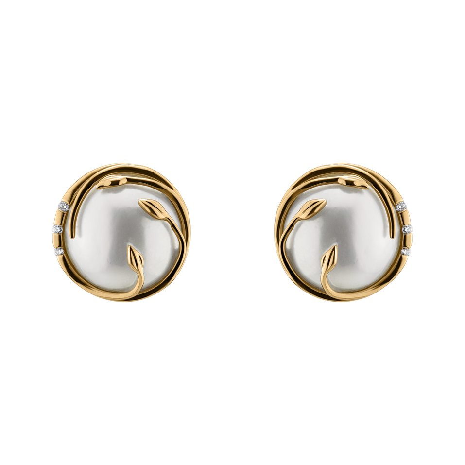 Diamond earrings with Pearl Pearly Embrace