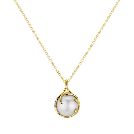 Diamond pendant with Pearl Mira