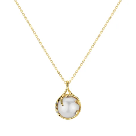 Diamond pendant with Pearl Mira