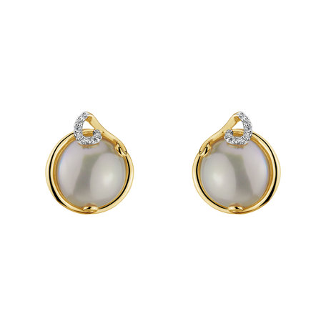 Diamond earrings with Pearl Sea of Attraction