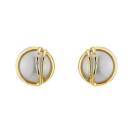 Diamond earrings with Pearl Lavish Sea