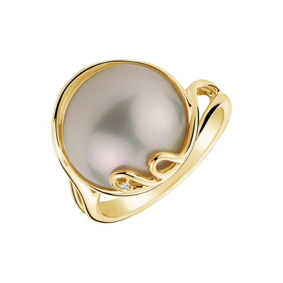 Diamond ring with Pearl Shiny Morning
