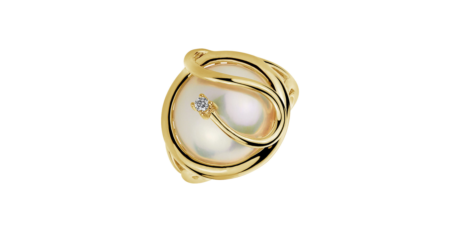 Diamond ring with Pearl Nautical Harmony