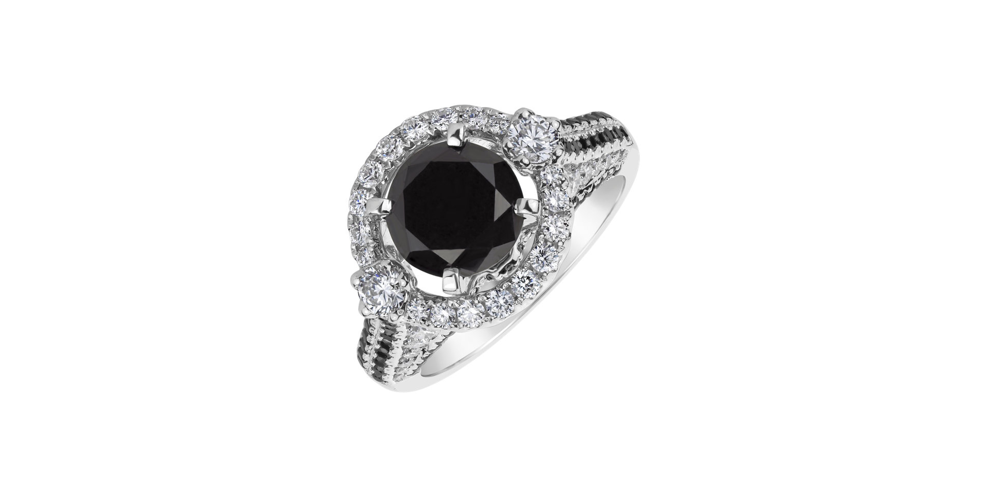 Ring with black and white diamonds Giulia