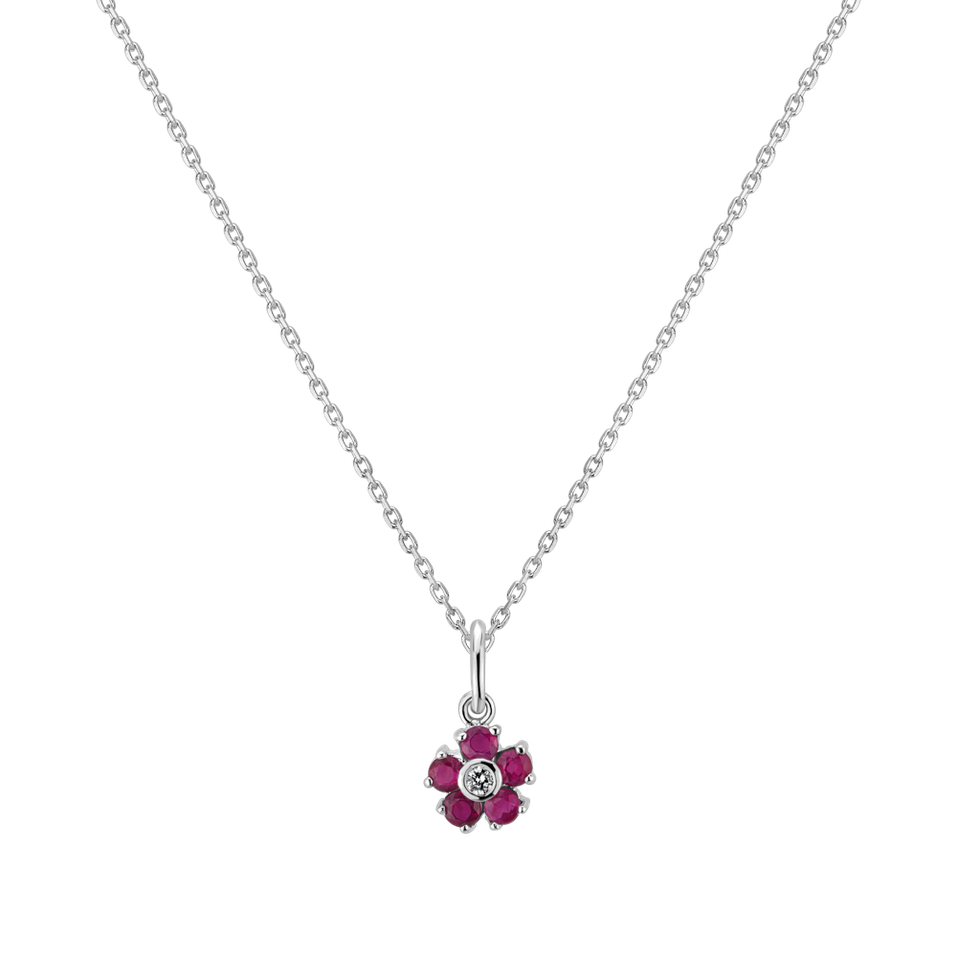 Children's Diamond pendant with Ruby Princess Daisy