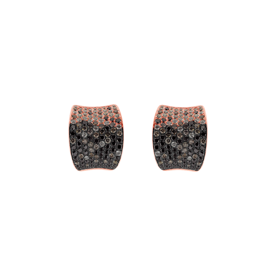 Earrings with white, brown and black diamonds Elidia