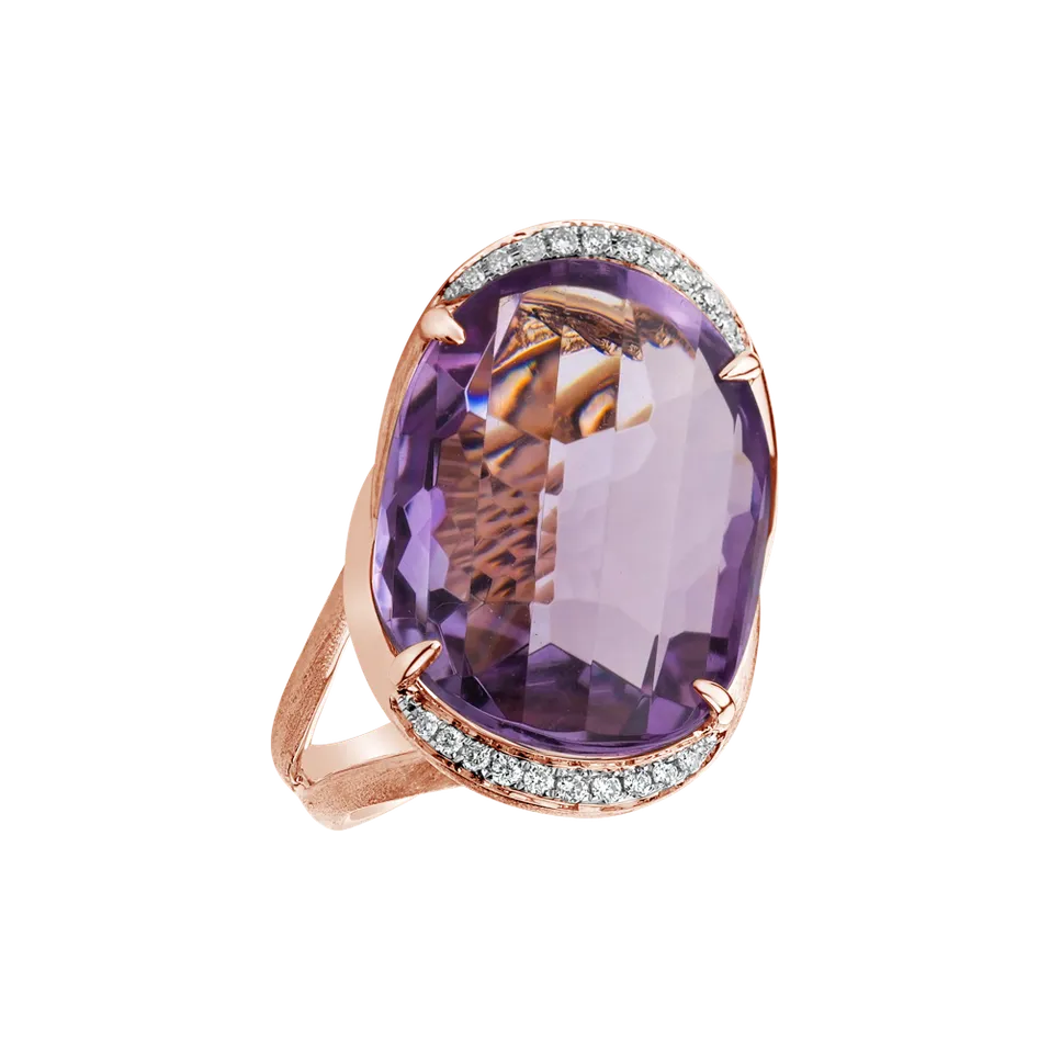 Diamond rings with Amethyst Royal Bubble