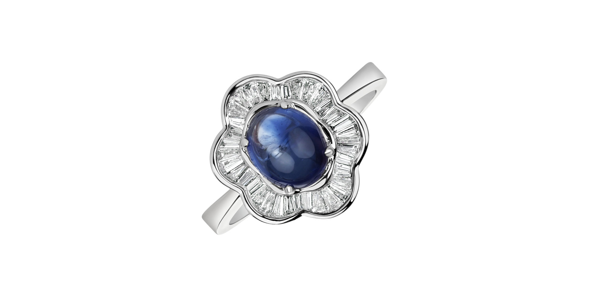 Diamond ring with Sapphire Blooming Sapphire