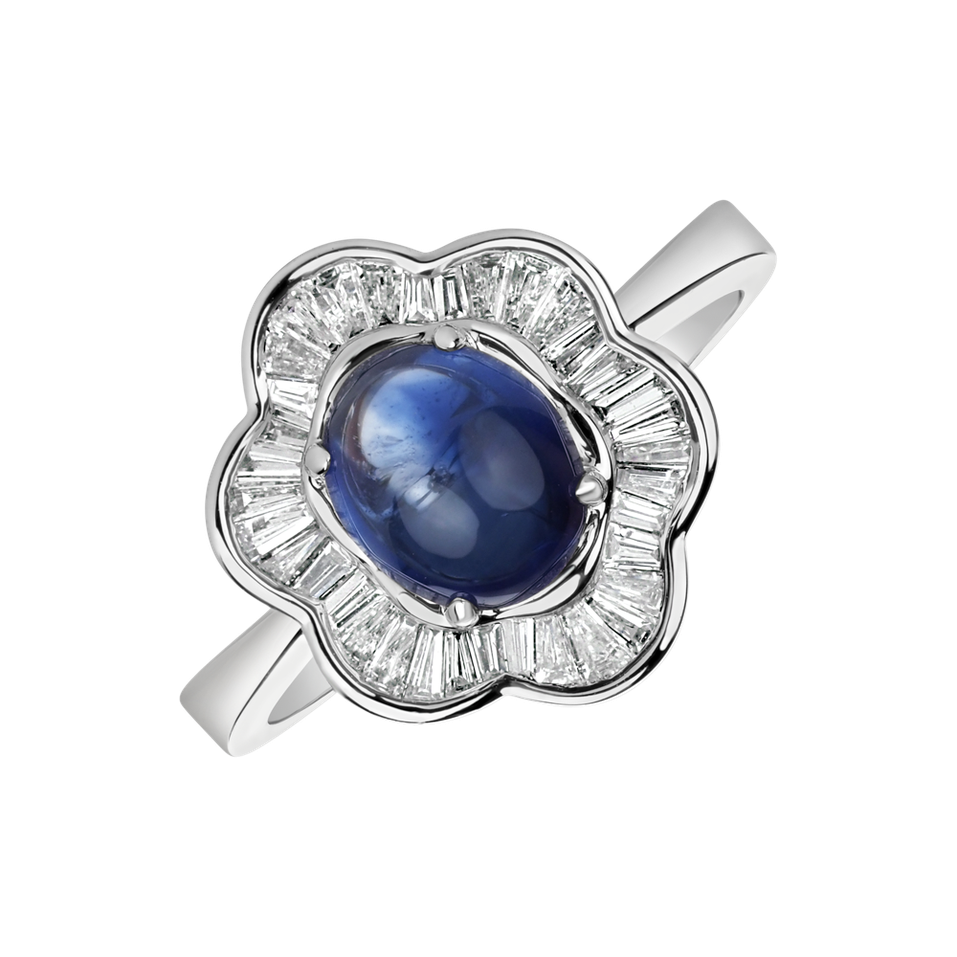 Diamond ring with Sapphire Blooming Sapphire