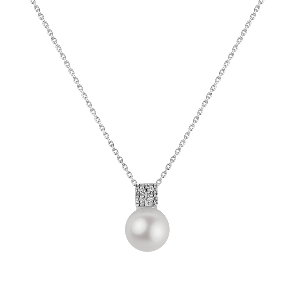 Diamond pendant with Pearl Pearly Elegance
