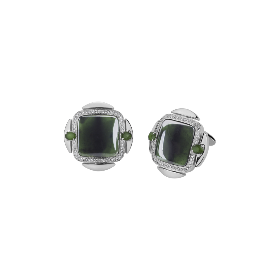 Diamond cufflinks with Jade Mozart Poetry