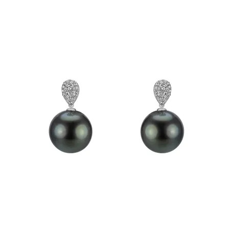 Diamond earrings with Pearl Asterodie