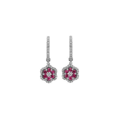 Diamond earrings and Ruby Blooming Jewellery