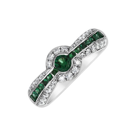 Diamond ring with Emerald Valeria