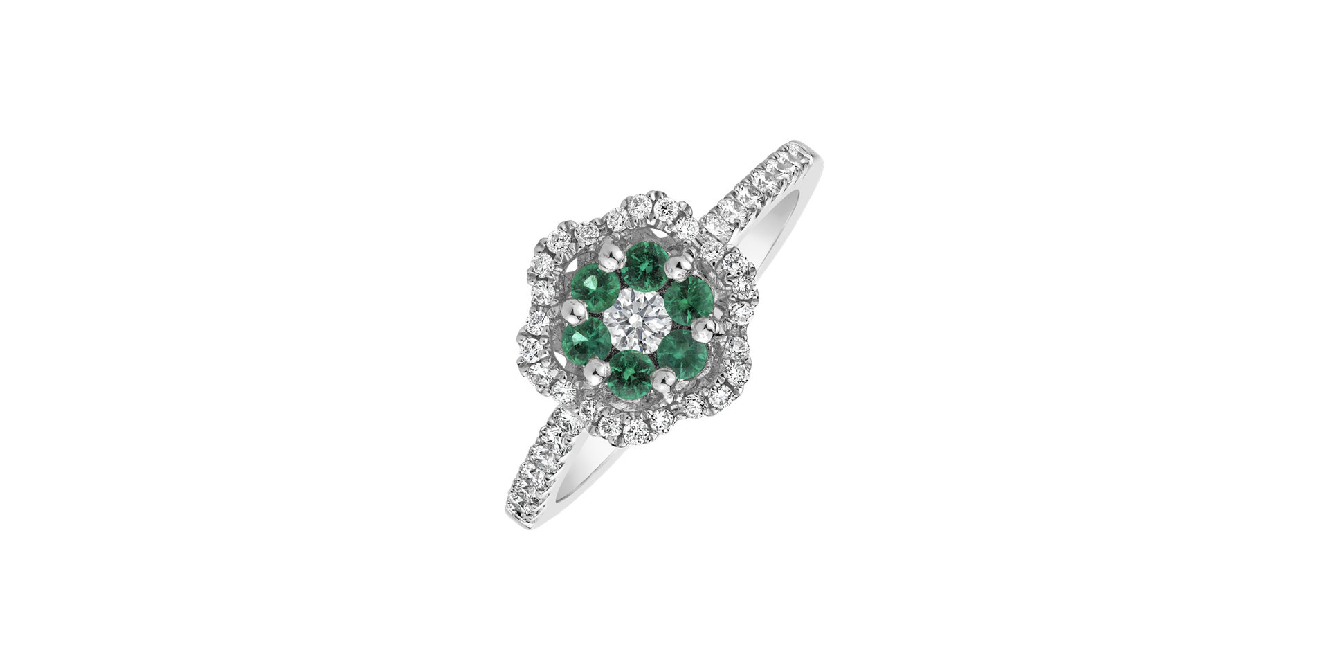 Diamond ring with Emerald Reign