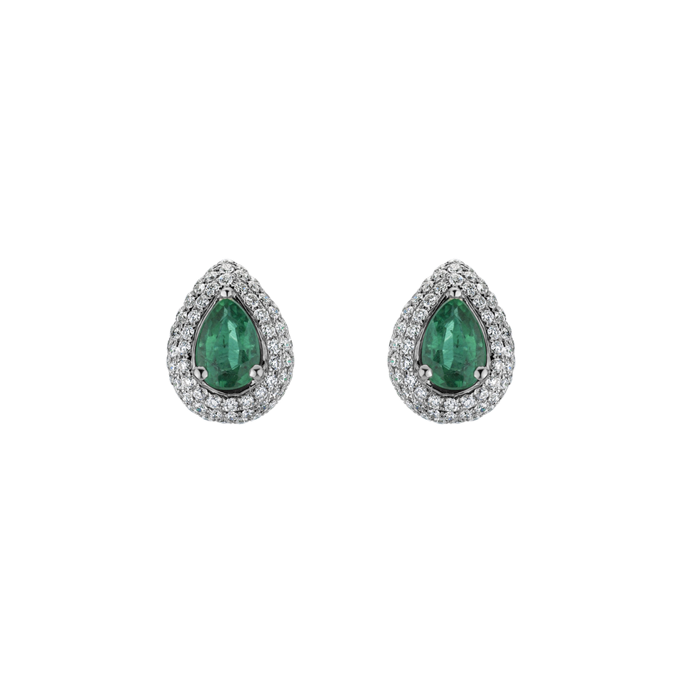 Diamond earrings with Emerald Dreamlike Fantasia