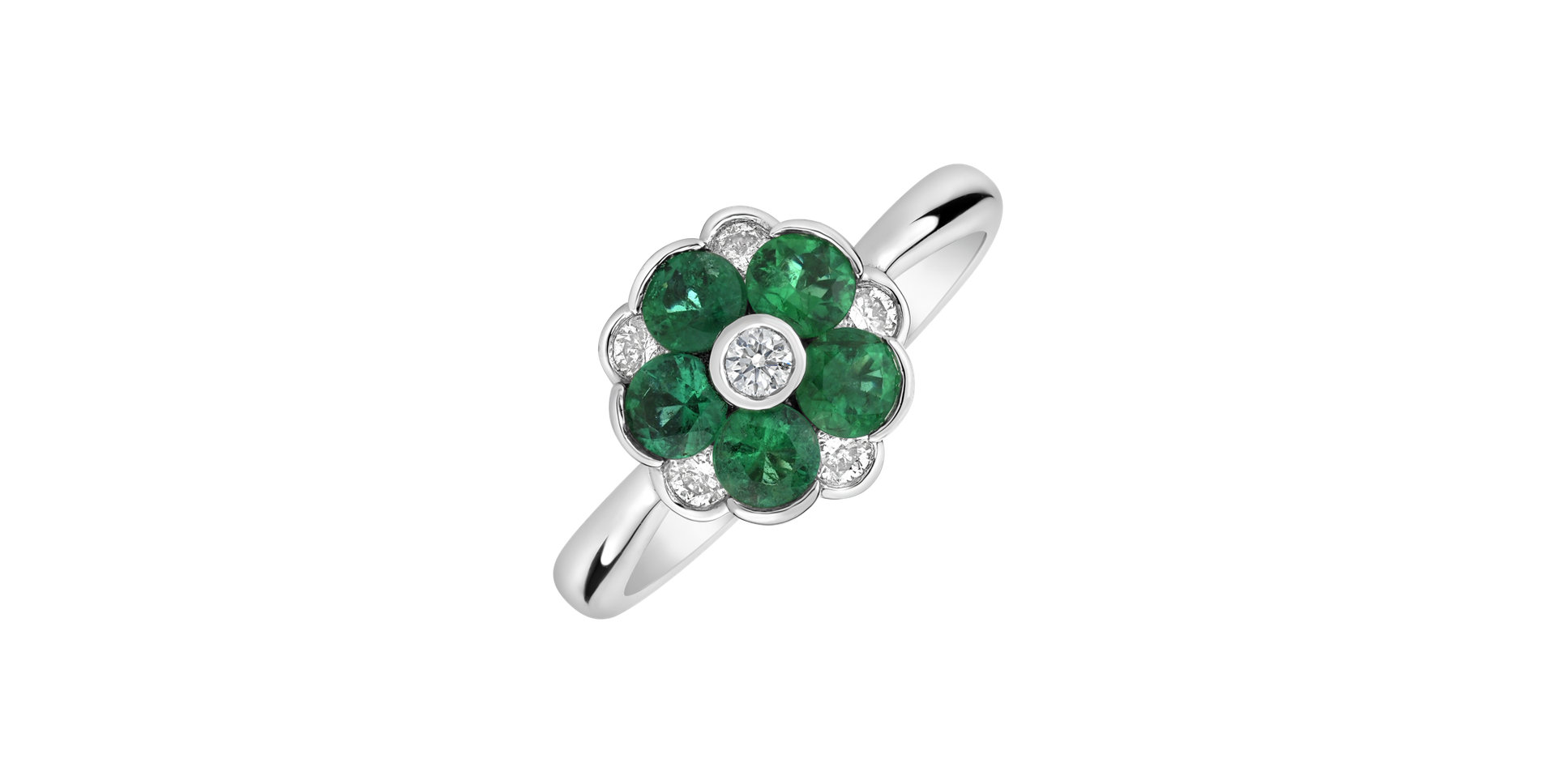 Diamond ring with Emerald Aviana
