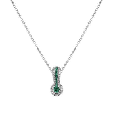 Diamond pendant with Emerald Delaney