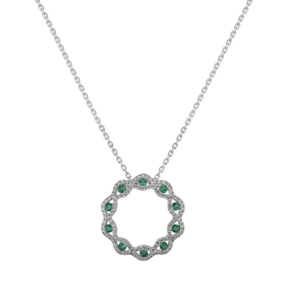 Diamond pendant with Emerald Laronda