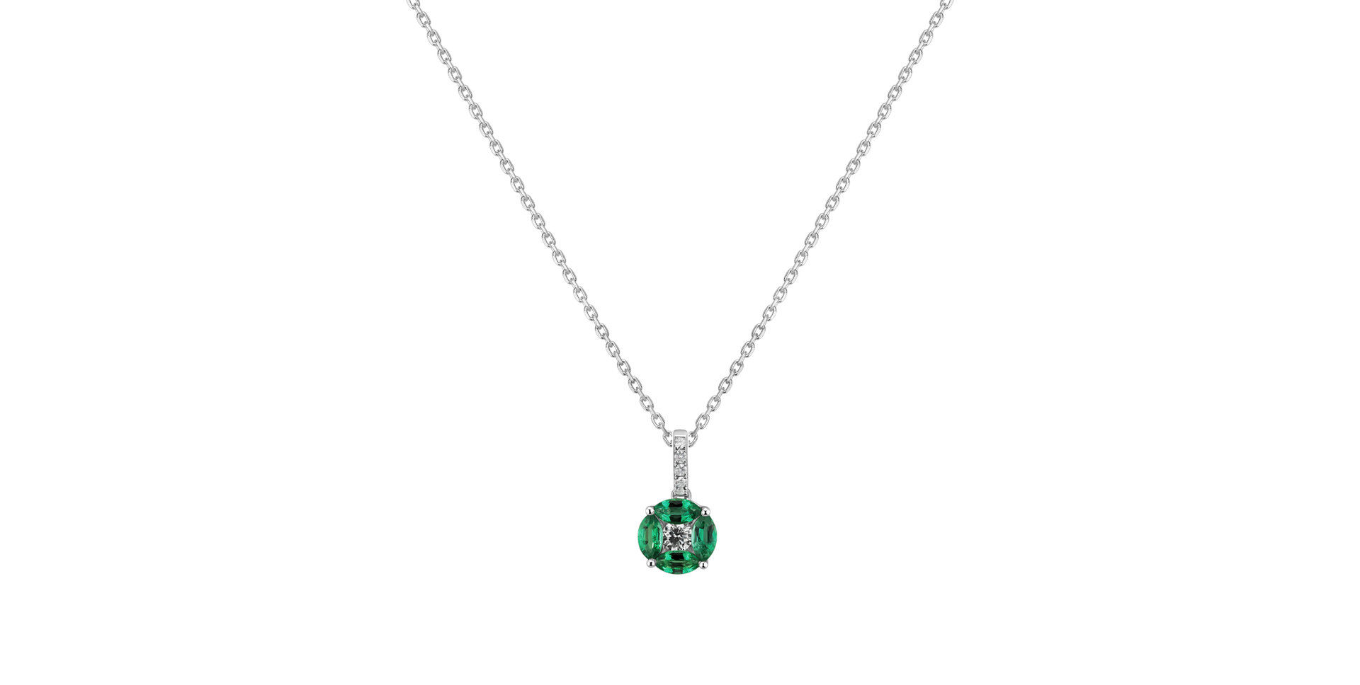Diamond pendant with Emerald Johanna