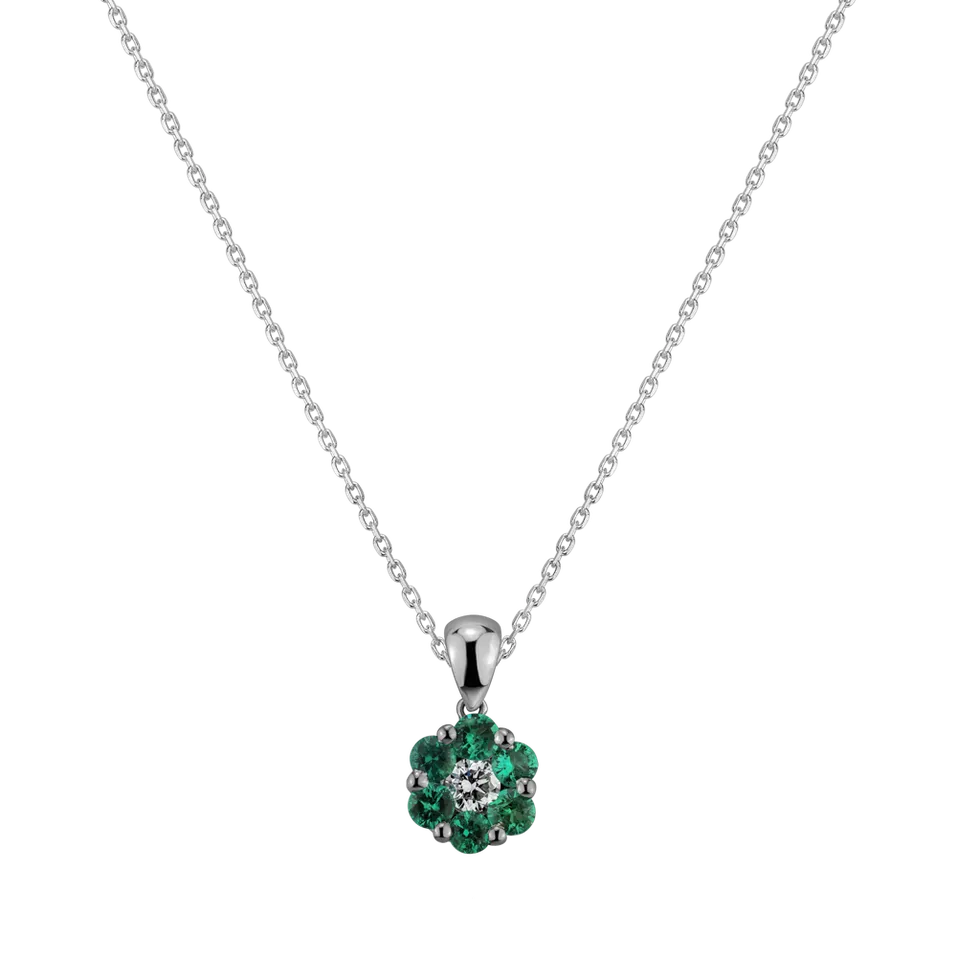 Diamond pendant with Emerald Fancy Daisy