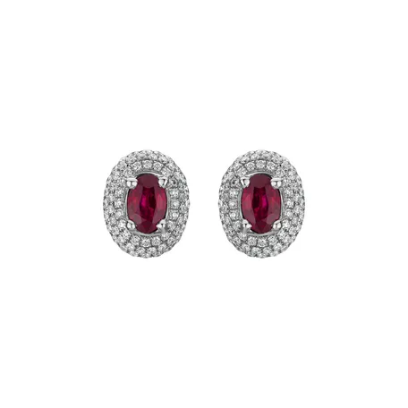 Diamond earrings with Ruby Romance Queen