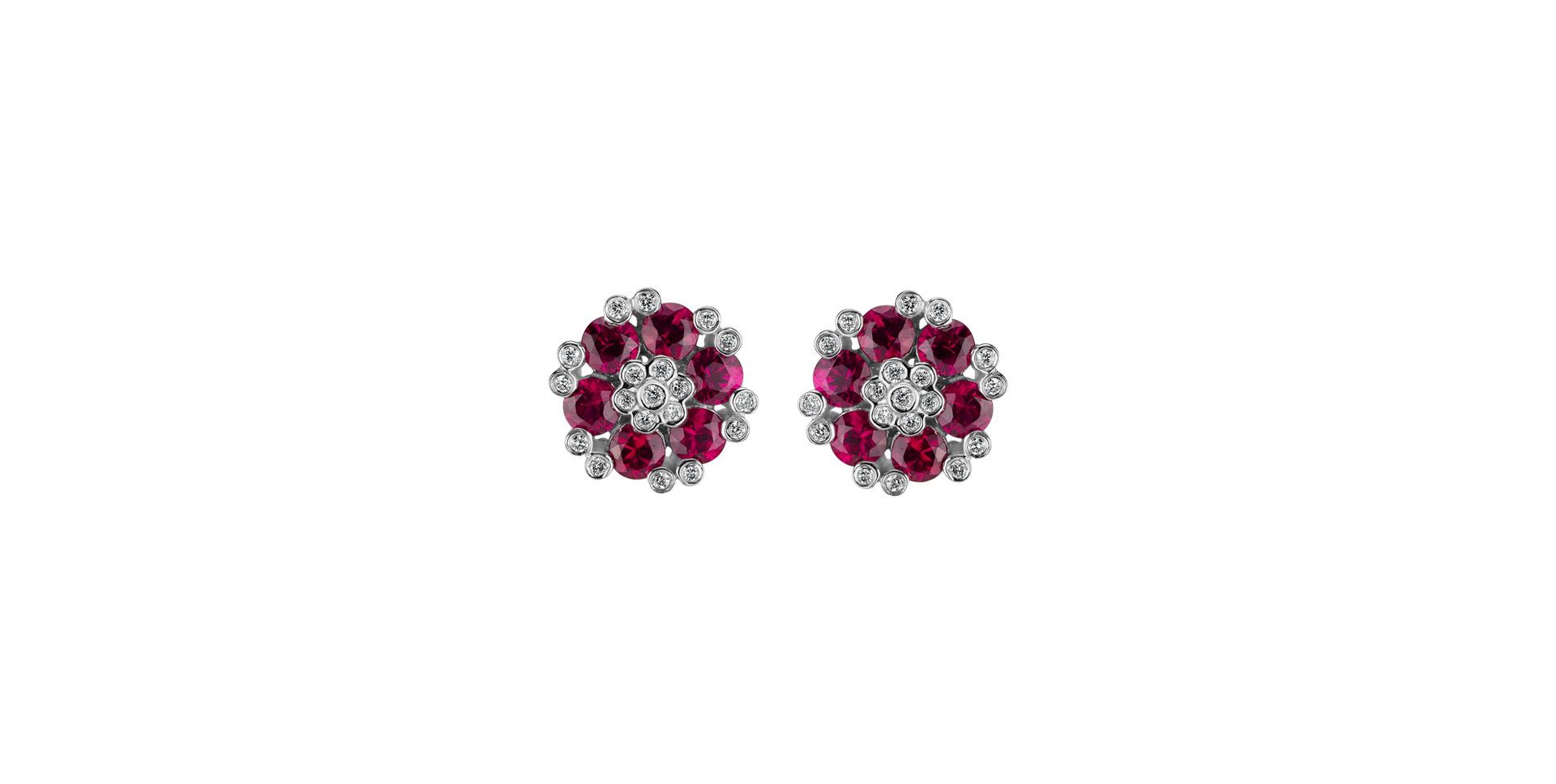 Diamond earrings with Ruby The Ruby Garden