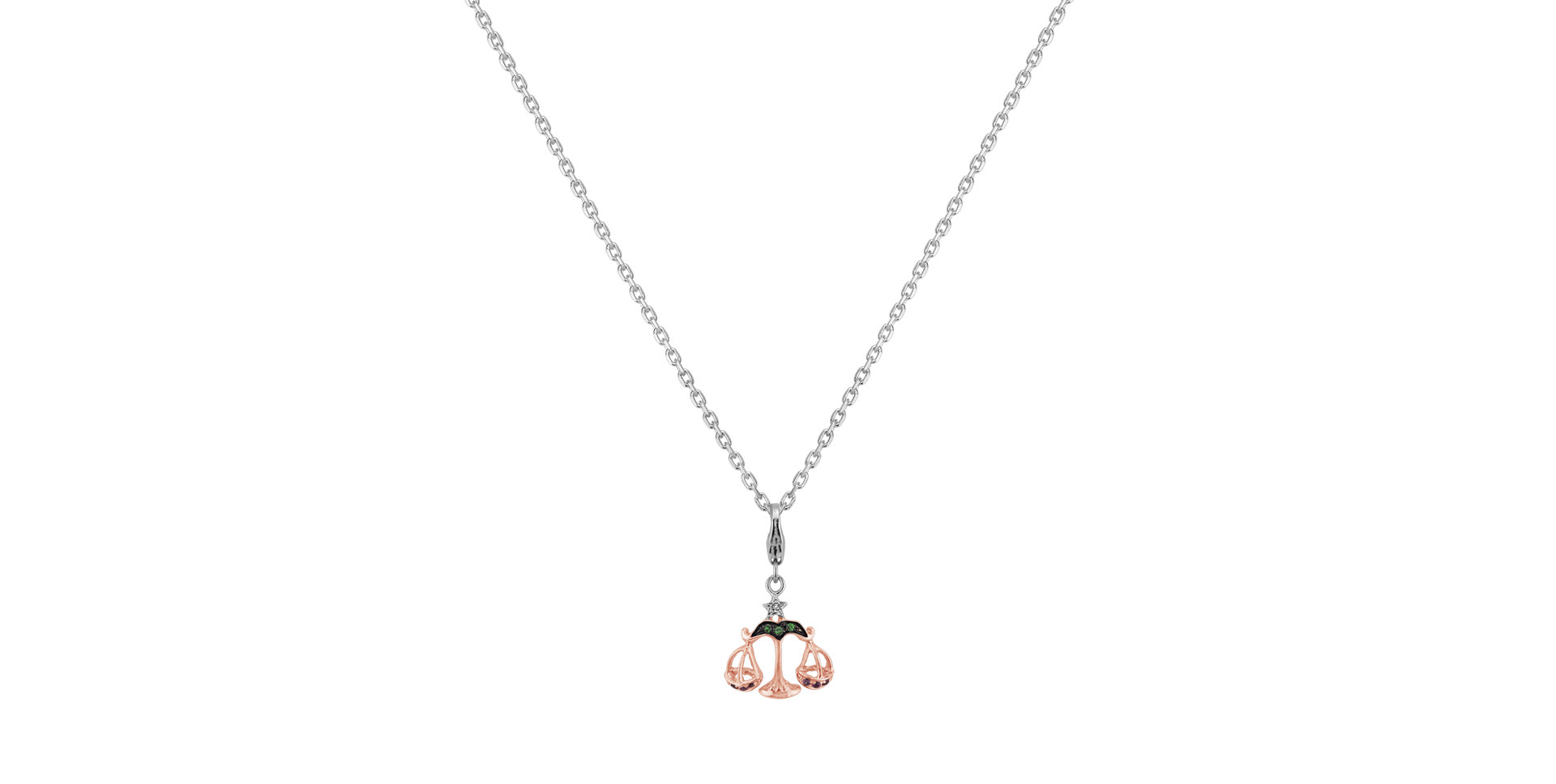 Diamond pendant with Garnet and Sapphire Diamond Libra