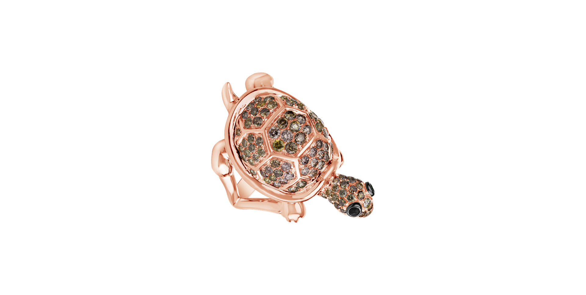 Ring with brown diamonds and Garnet Diamond Turtle