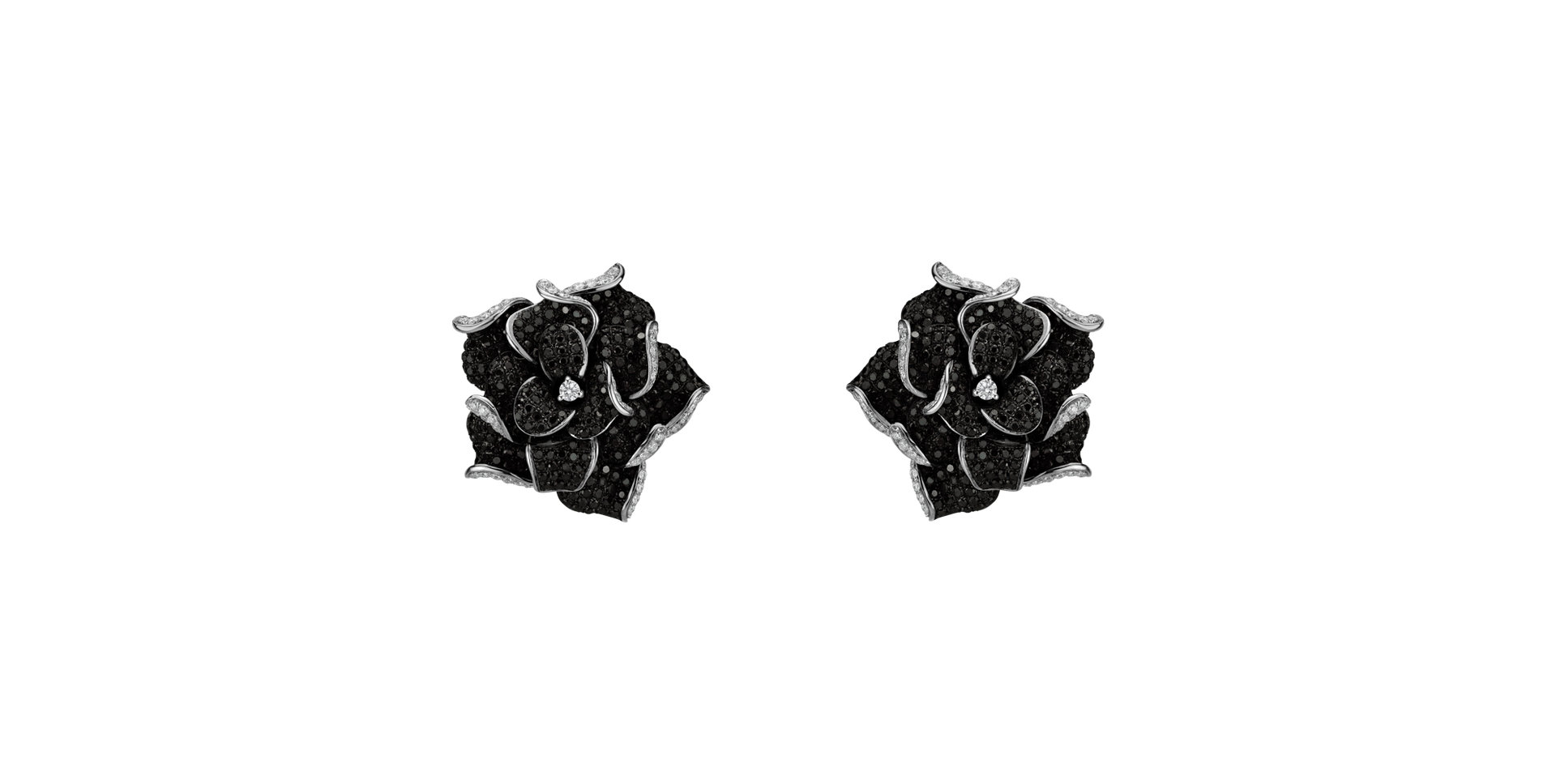 Earrings with black and white diamonds Night Royal Rose