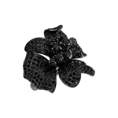 Ring with black diamonds Orchid Glam