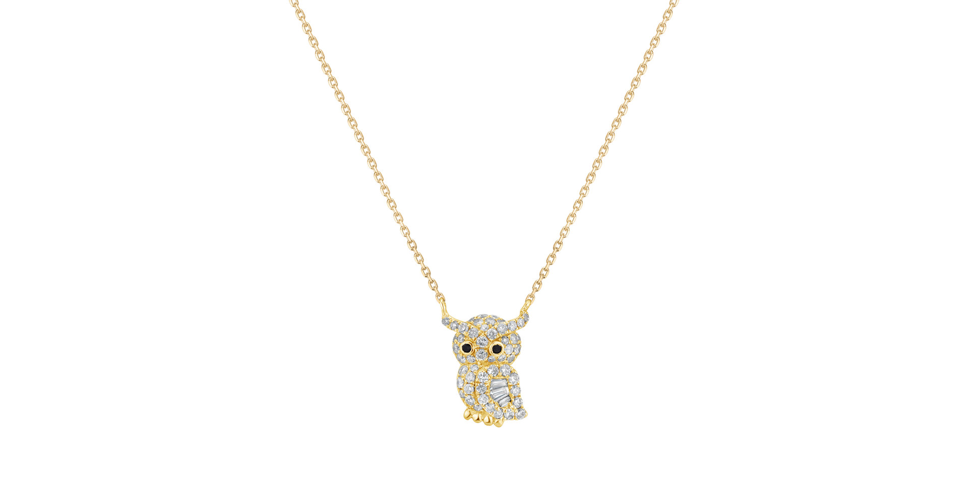 Necklace with black and white diamonds Diamond Owl