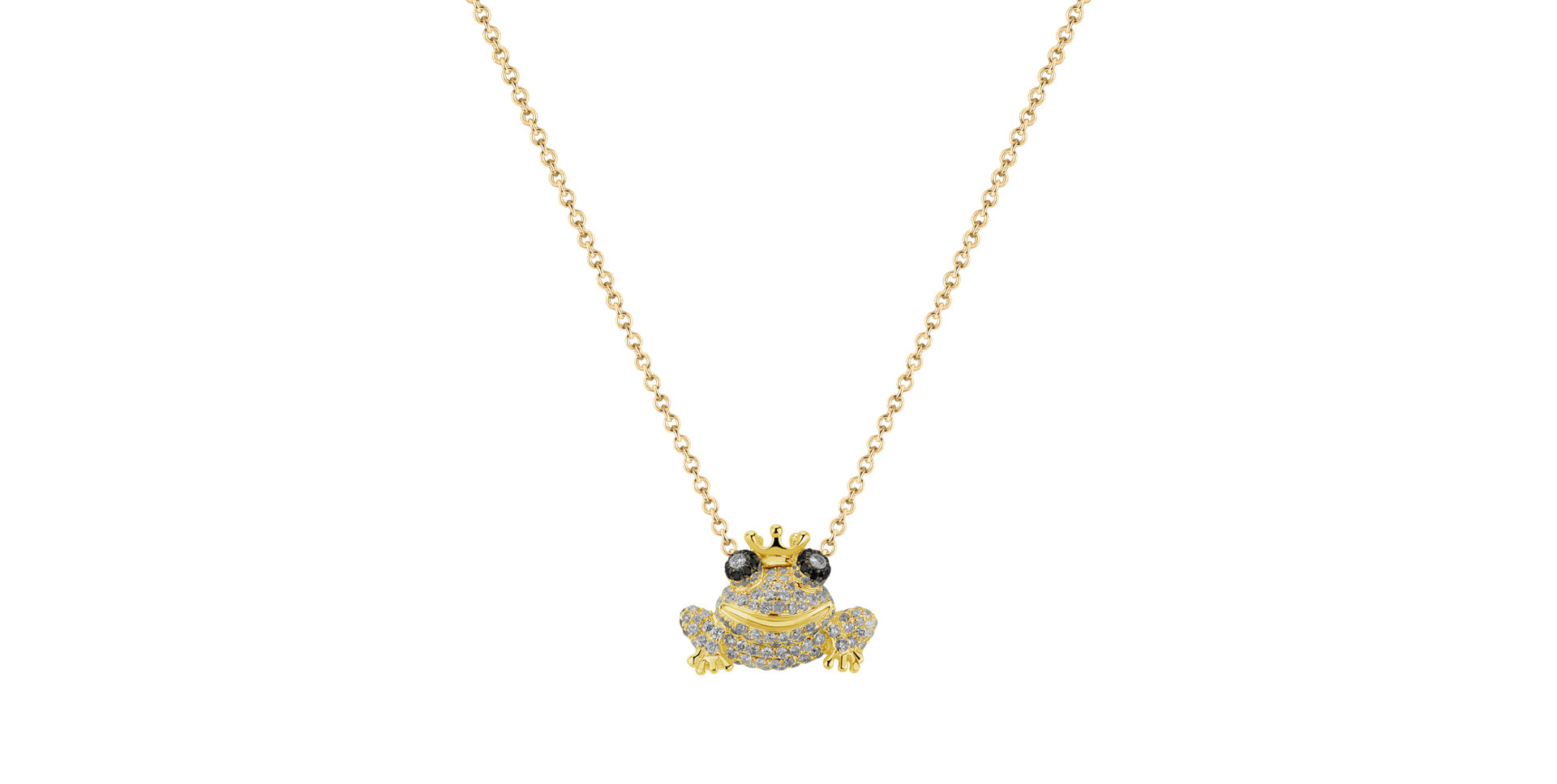 Necklace with black and white diamonds Royal Frog