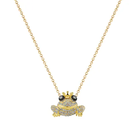 Necklace with black and white diamonds Royal Frog