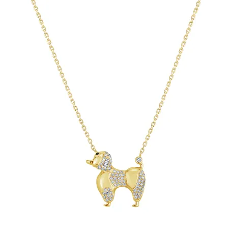 Necklace with black and white diamonds Little Poodle