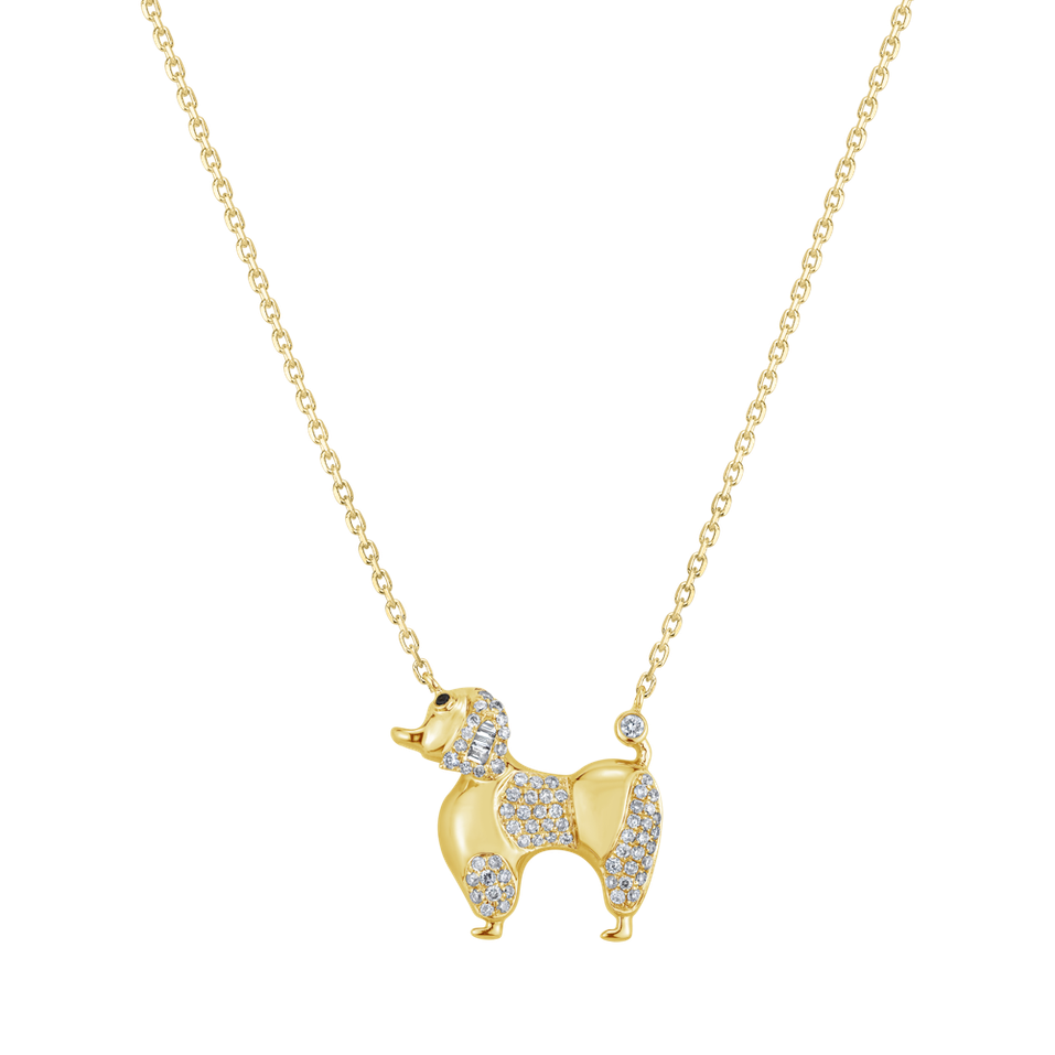 Necklace with black and white diamonds Little Poodle