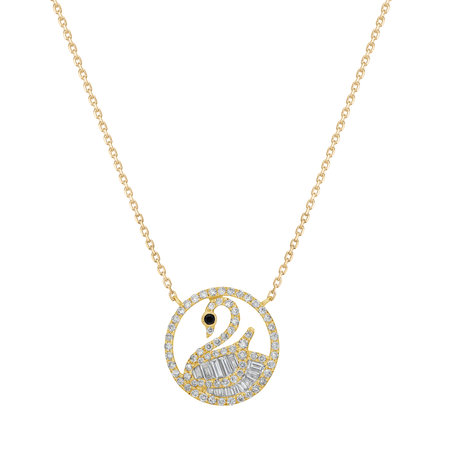 Necklace with black and white diamonds Glitter Swan