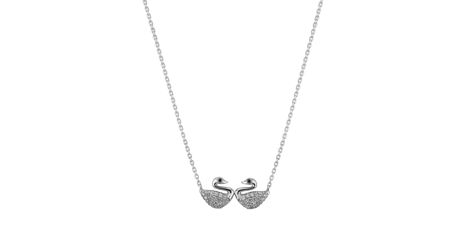 Necklace with black and white diamonds Swan Lovers
