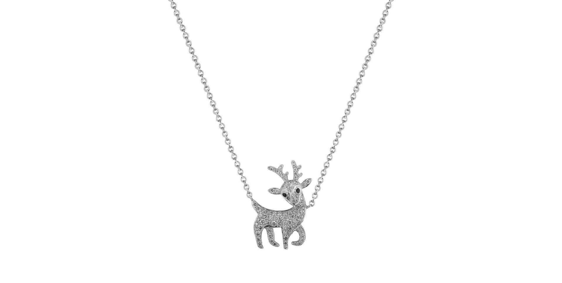 Necklace with black and white diamonds Magical Deer