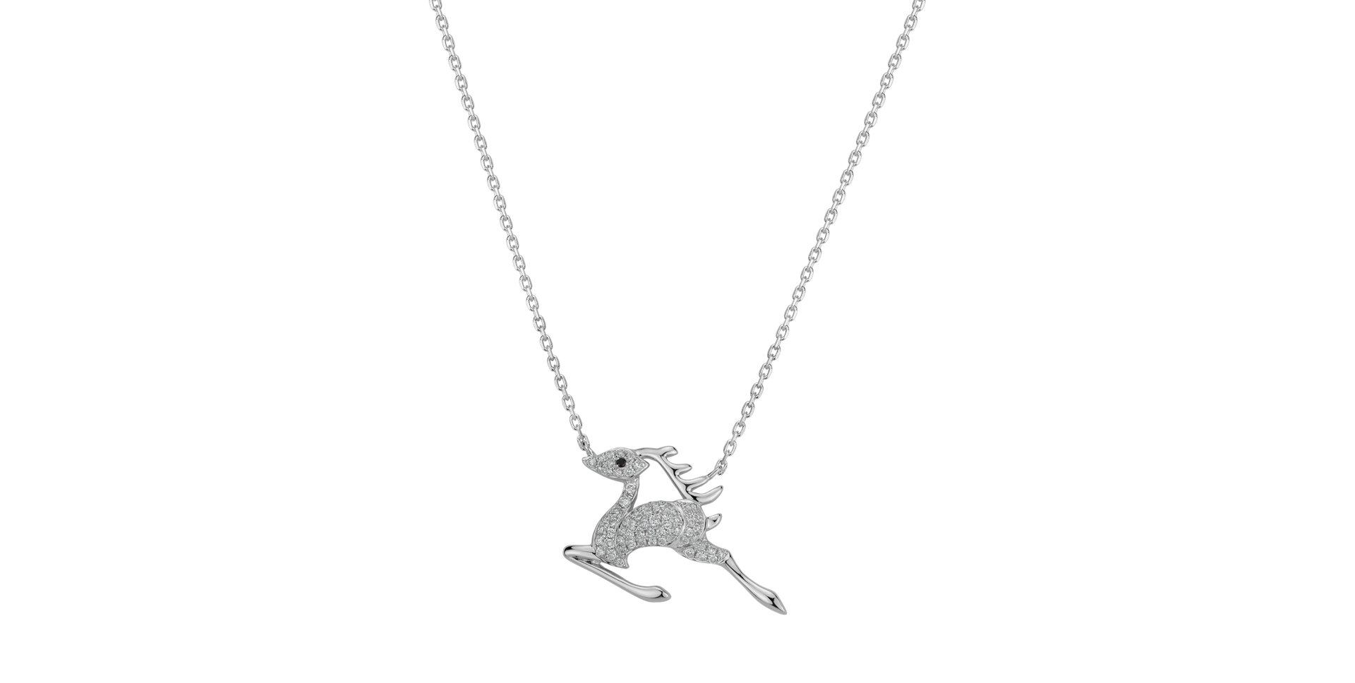 Necklace with black and white diamonds Jumping Deer