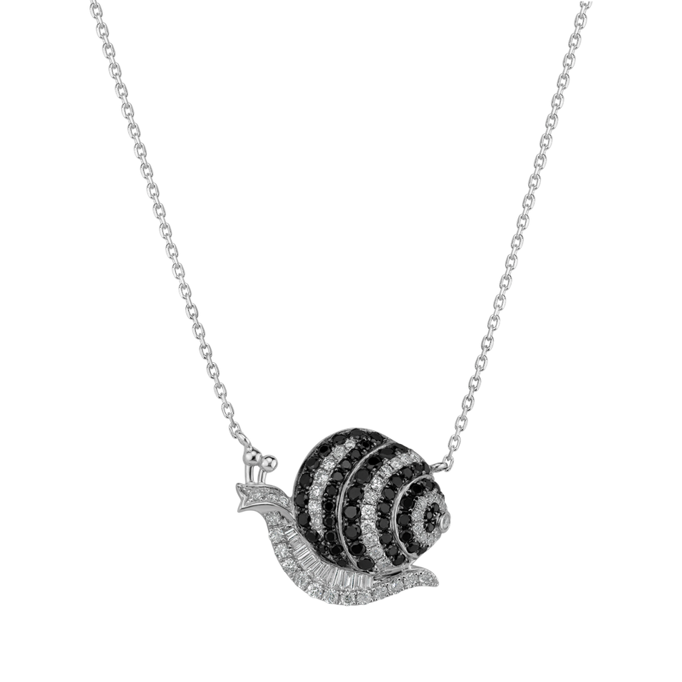 Necklace with black and white diamonds Fantasy Snail