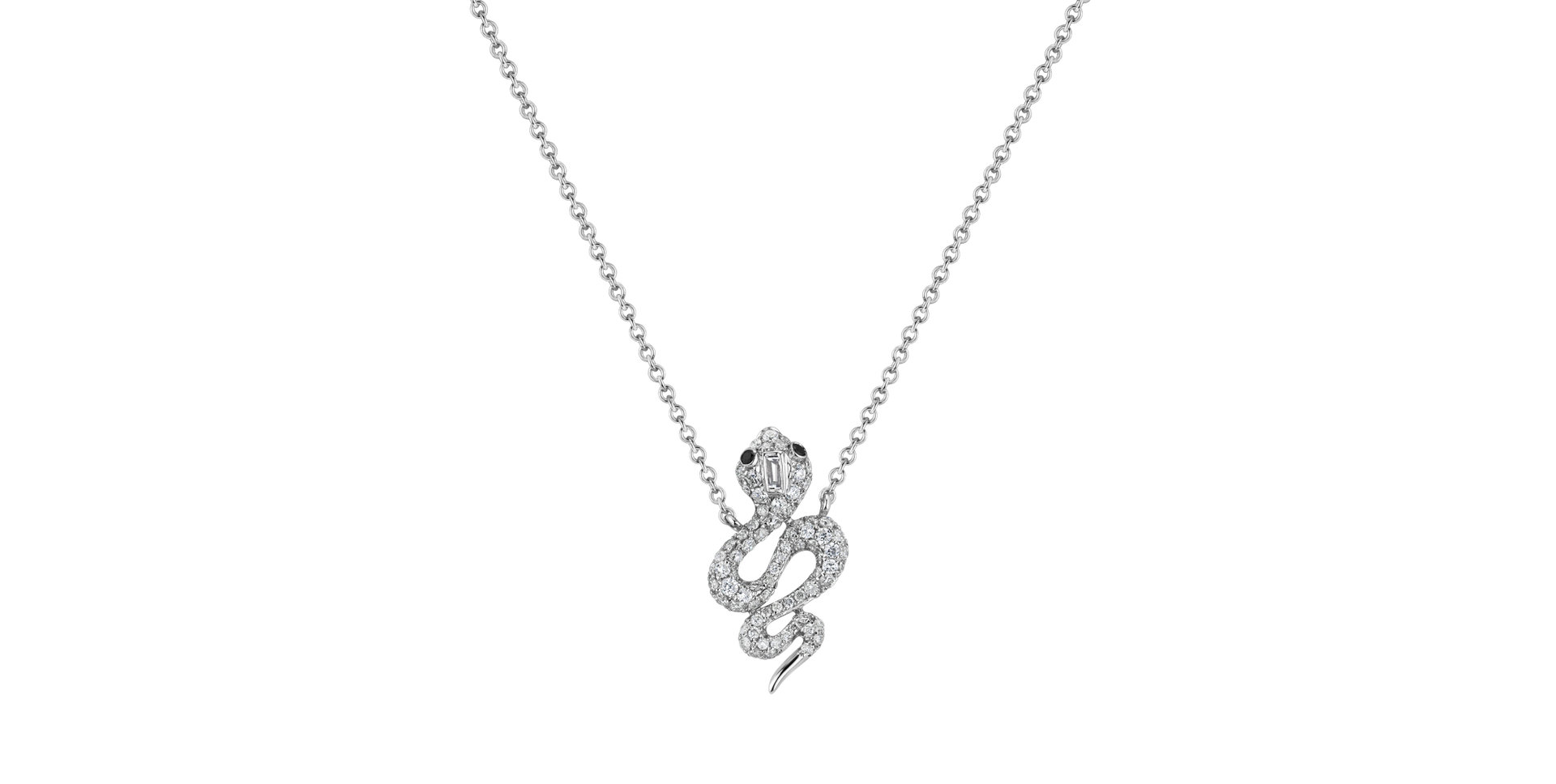 Necklace with black and white diamonds Snake of Eden