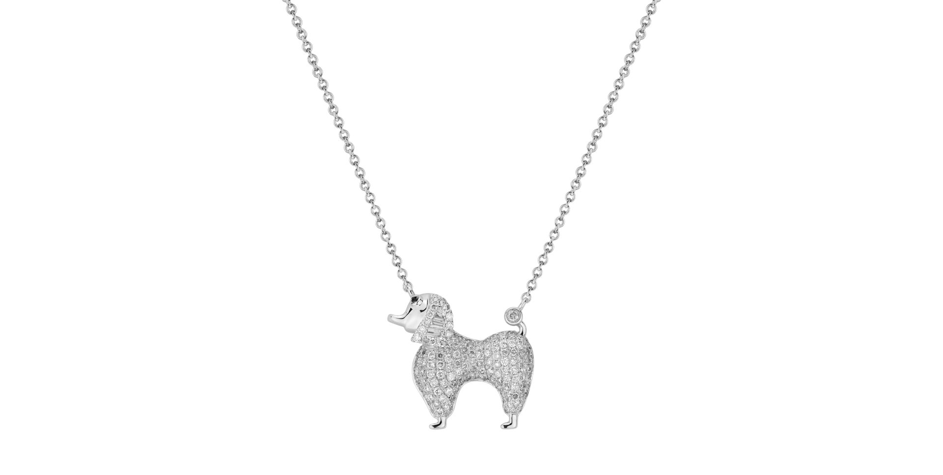 Necklace with black and white diamonds Poodle Luck