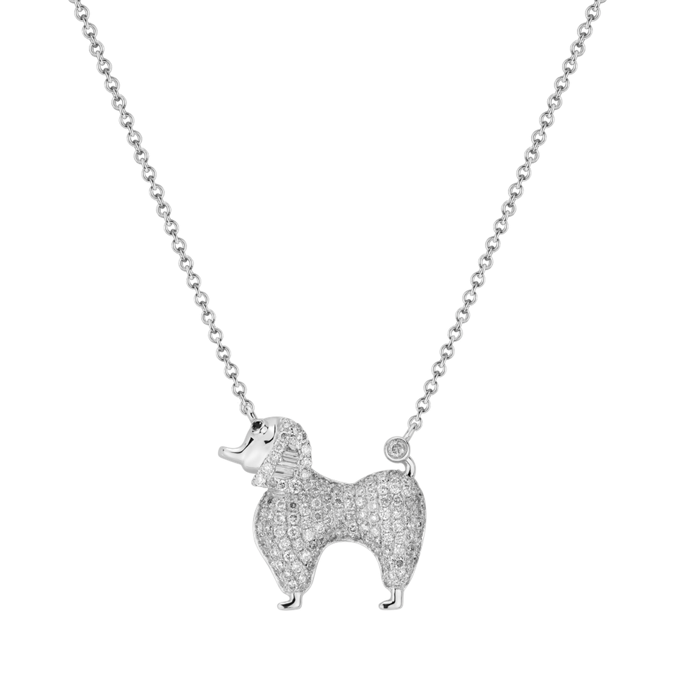 Necklace with black and white diamonds Poodle Luck