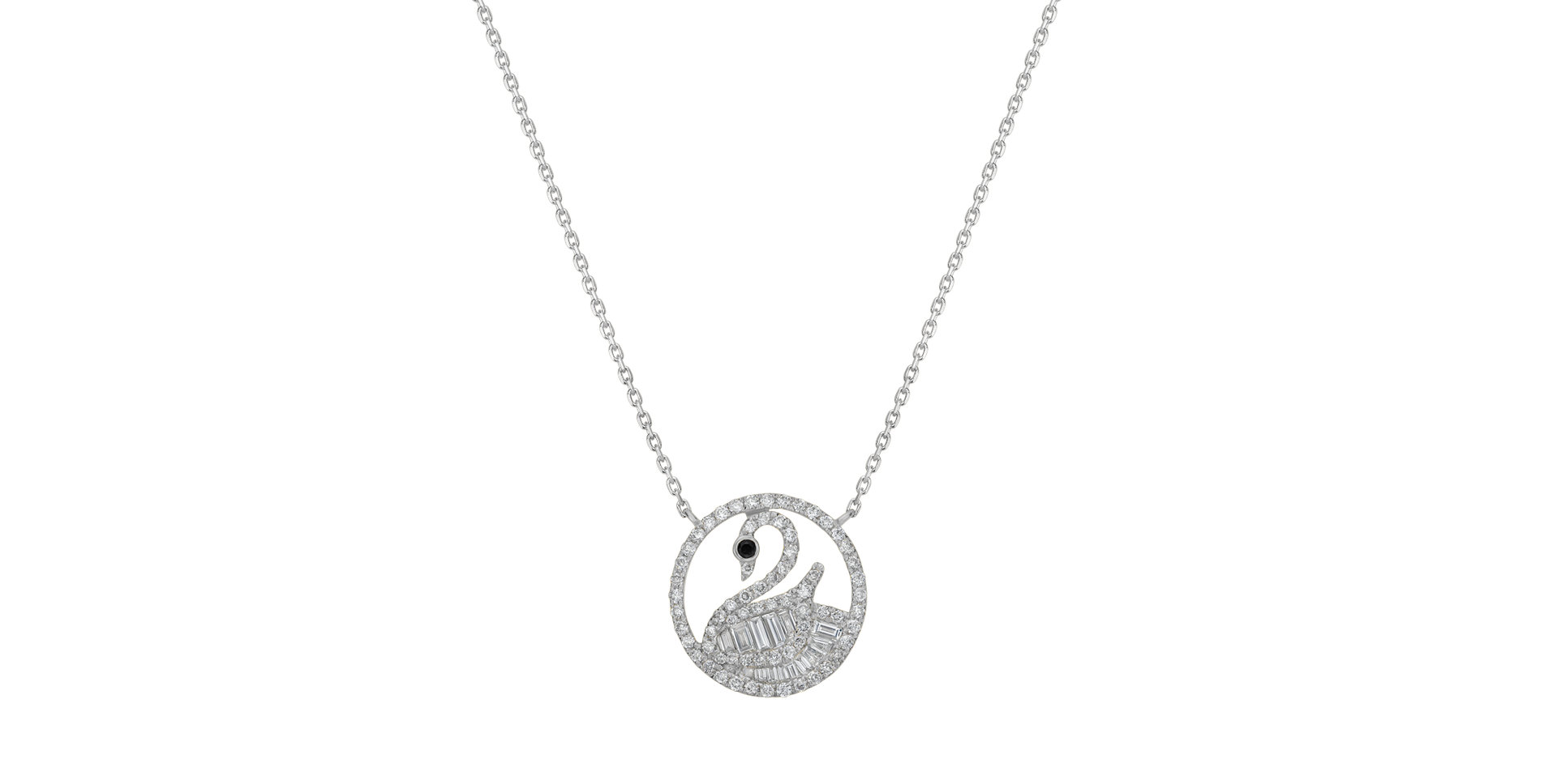 Necklace with black and white diamonds Glitter Swan