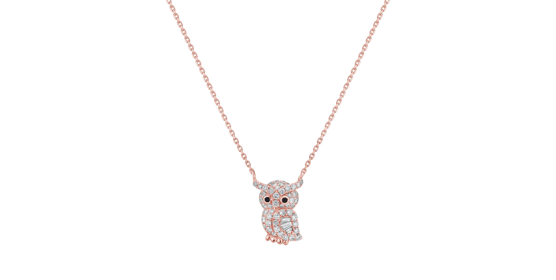 Necklace with black and white diamonds Diamond Owl